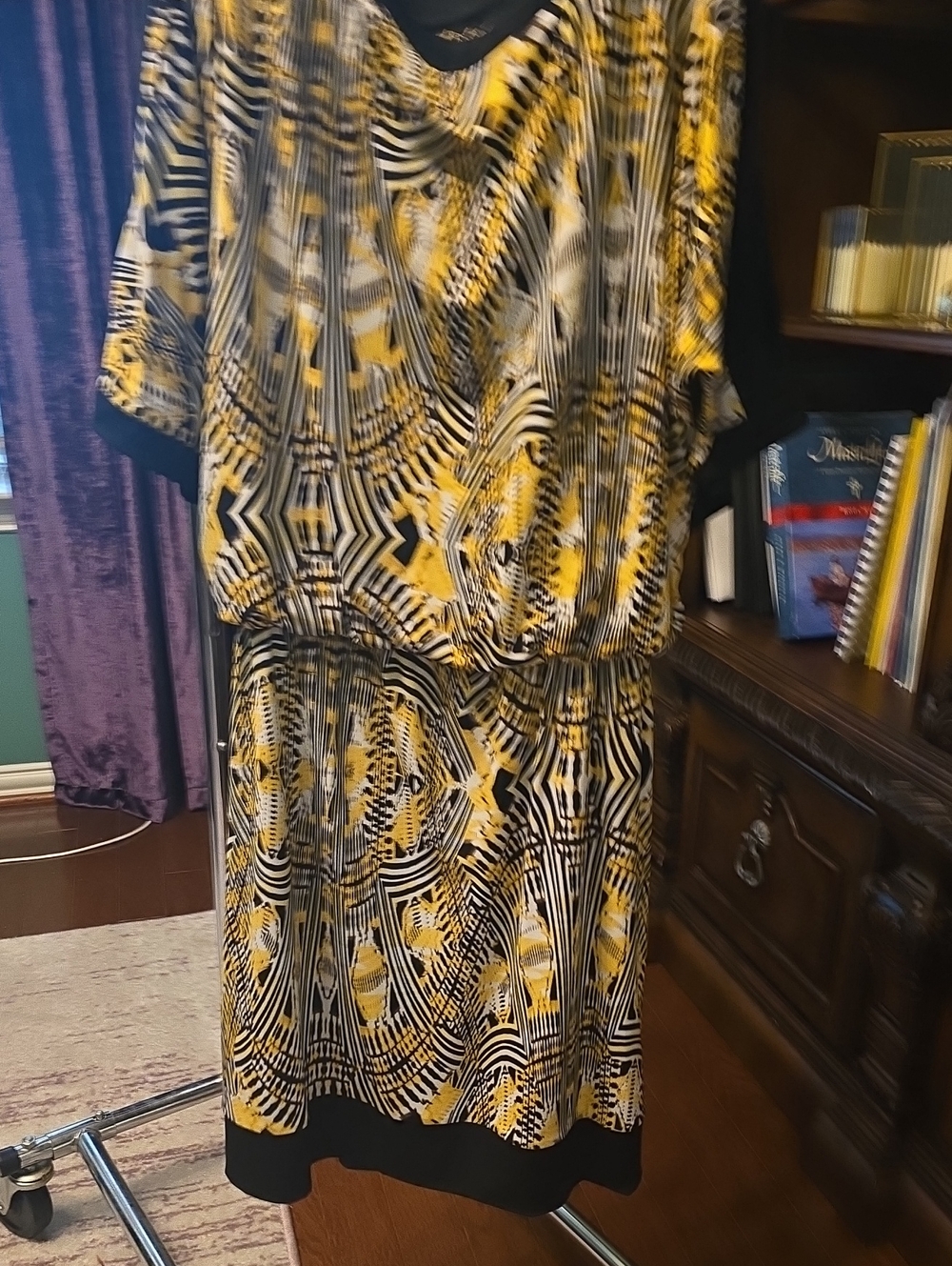 Thalia Yellow & Black Patterned Women's Dress